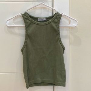 Stradivarius Green Ribbed Tank Top